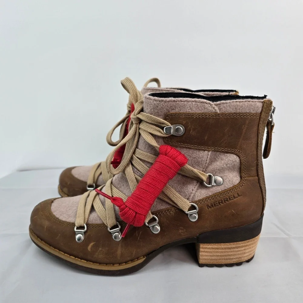 Merrell‎ Womens Size 8 Shiloh II J004422 Warm Camel Leather Lace Up Boots NWB